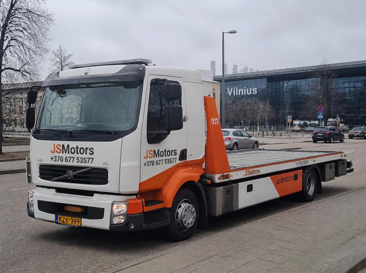 JSMotors platforminis tralas Volvo FL Vilniuje